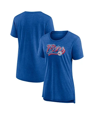 Women's Fanatics Heather Royal Philadelphia 76ers League Leader Tri-Blend T-shirt
