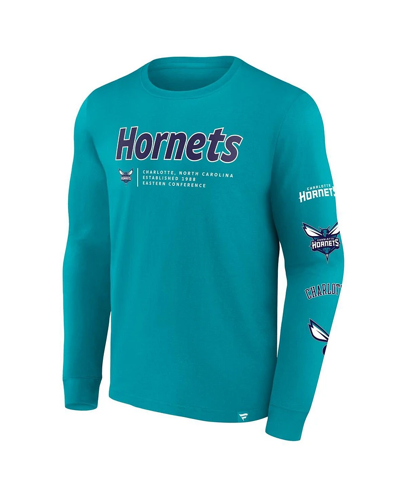 Men's Fanatics Teal Charlotte Hornets Baseline Long Sleeve T-shirt
