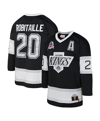 Big Boys Mitchell & Ness Luc Robitaille Black Los Angeles Kings 1992 Blue Line Player Jersey