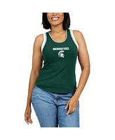 Women's Wear by Erin Andrews Green Michigan State Spartans Open Hole Razorback Tank Top
