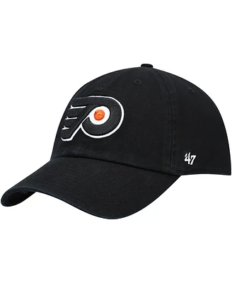 Men's '47 Brand Black Philadelphia Flyers Team Clean Up Adjustable Hat