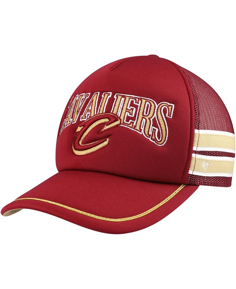 Men's '47 Brand Wine Cleveland Cavaliers Sidebrand Stripes Trucker Adjustable Hat