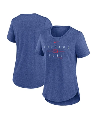 Women's Nike Heather Royal Chicago Cubs Knockout Team Stack Tri-Blend T-shirt