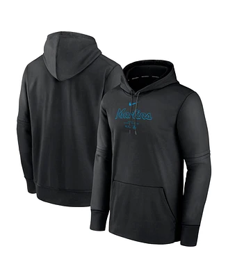 Men's Nike Black Miami Marlins Authentic Collection Practice Performance Pullover Hoodie