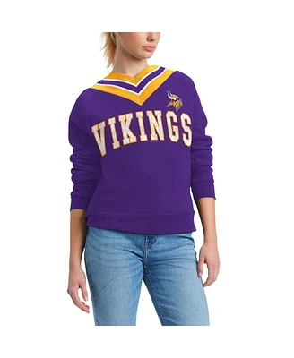 Women's Tommy Hilfiger Purple Minnesota Vikings Heidi Raglan V-Neck Sweater