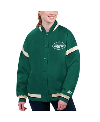 Women's Starter Green New York Jets Tournament Full-Snap Varsity Jacket