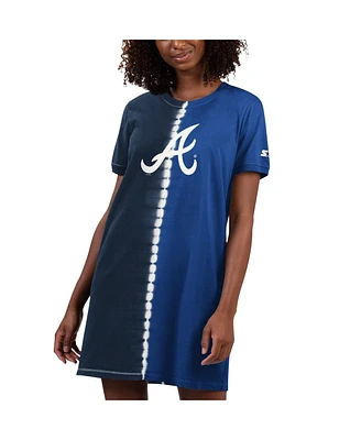 Women's Starter Navy, Royal Atlanta Braves Ace Tie-Dye Sneaker Dress