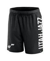 Men's Fanatics Black Utah Jazz Post Up Mesh Shorts