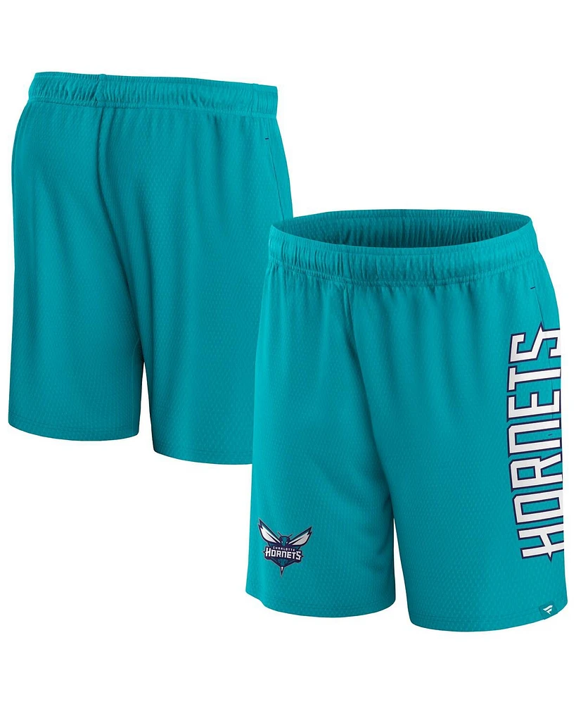 Men's Fanatics Teal Charlotte Hornets Post Up Mesh Shorts