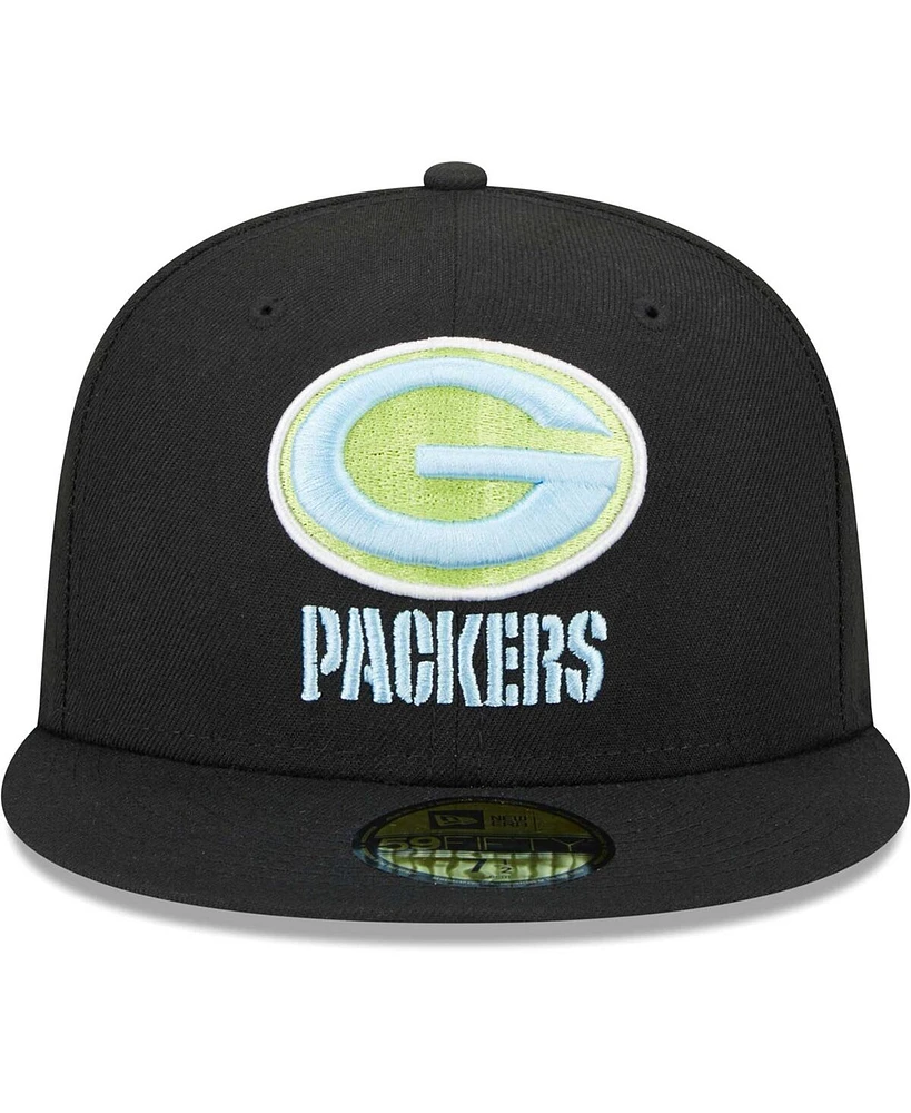 Men's New Era Black Green Bay Packers Multi 59FIFTY Fitted Hat