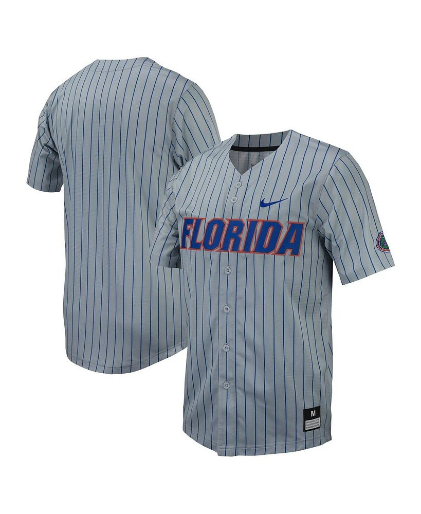 Men's Nike Gray Florida Gators Pinstripe Replica Jersey Full-Button Baseball