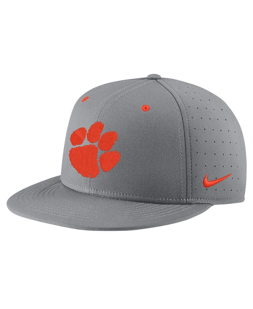 Men's Nike Gray Clemson Tigers Usa Side Patch True AeroBill Performance Fitted Hat