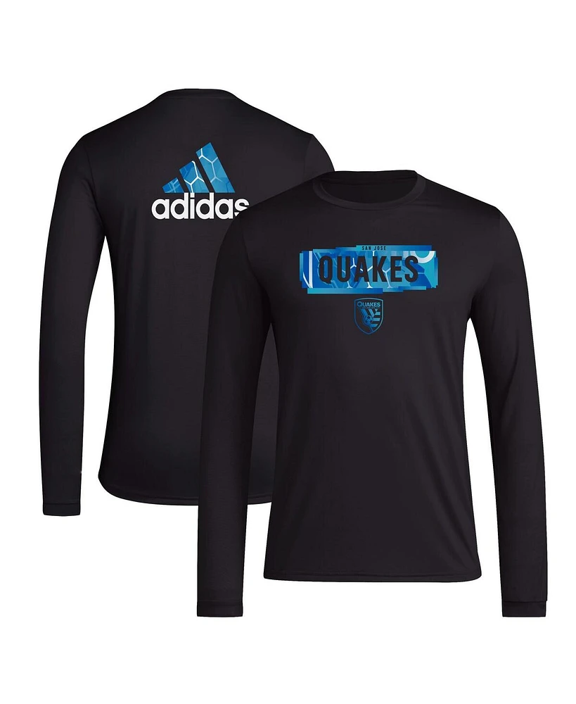 Men's adidas Black San Jose Earthquakes Local Pop Aeroready Long Sleeve T-shirt