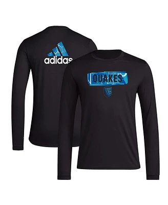 Men's adidas Black San Jose Earthquakes Local Pop Aeroready Long Sleeve T-shirt