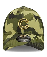 Men's New Era Camo Chicago Cubs 2022 Armed Forces Day 9FORTY Snapback Adjustable Hat