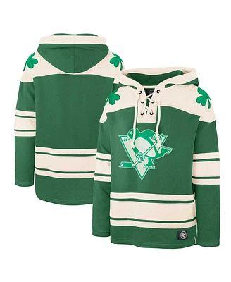 Men's '47 Brand Kelly Green Pittsburgh Penguins St. Patrick's Day Superior Lacer Pullover Hoodie