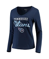 Women's G-iii 4Her by Carl Banks Navy Tennessee Titans Post Season Long Sleeve V-Neck T-shirt