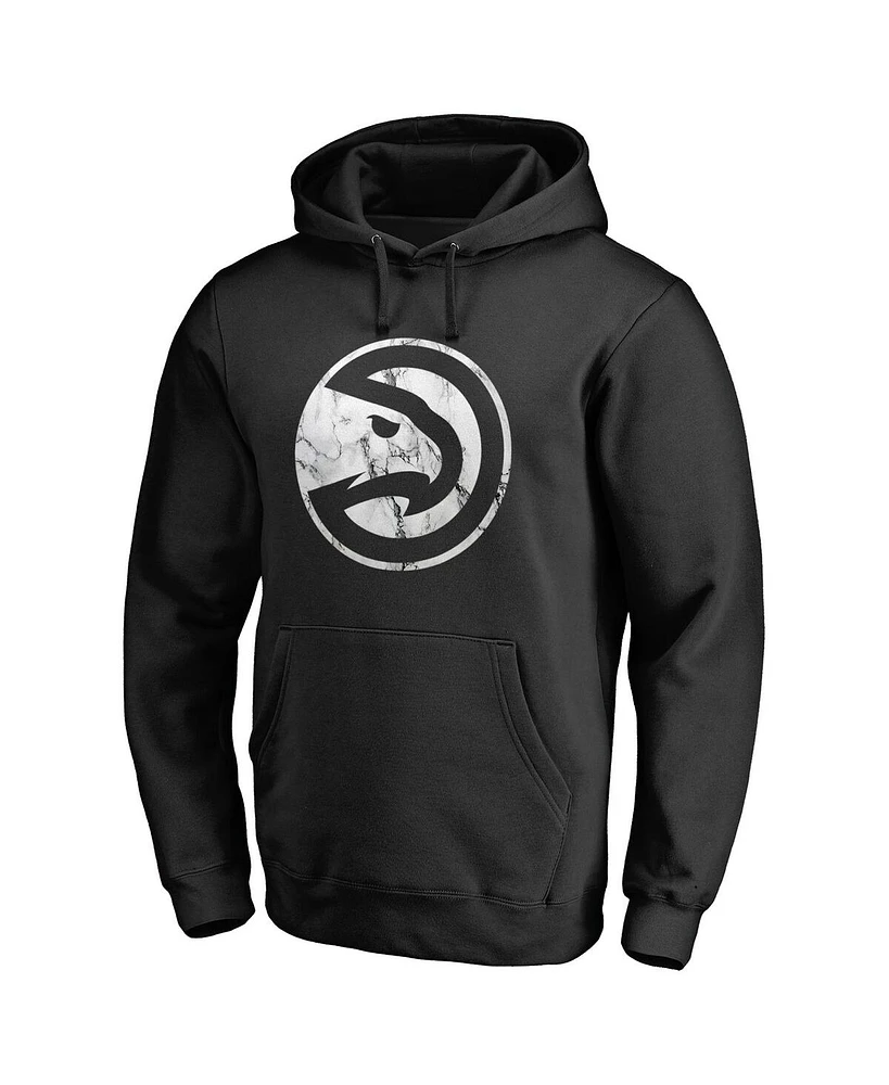 Men's Fanatics Black Atlanta Hawks Marble Logo Pullover Hoodie