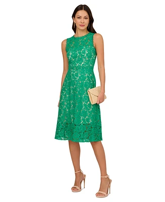 Adrianna Papell Women's Sleeveless Lace Midi Dress
