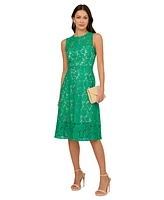 Adrianna Papell Women's Sleeveless Lace Midi Dress
