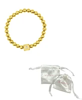 Adornia 14K Gold-Plated Initial Cube Stretch Bracelet - Gold