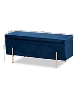 Baxton Studio Rockwell Contemporary Glam and Luxe Velvet Fabric Upholstered and Finished Metal Storage Bench