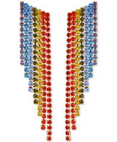 Guess Gold-Tone Rainbow Rhinestone Fringe Linear Earrings