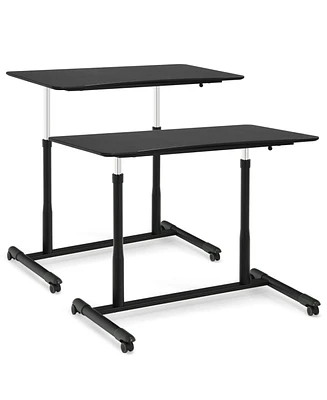 Slickblue Height Adjustable Computer Desk Sit to Stand Rolling Notebook Table