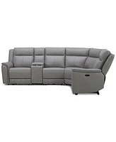 Addyson 117" 5-Pc. Leather Sectional with 2 Zero Gravity Recliners Power Headrests, Created for Macy's