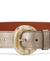 Lauren Ralph Lauren Women's Crescent-Buckle Metallic Wide Belt