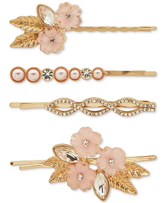 lonna & lilly 4-Pc. Gold-Tone Mixed Stone Flower Bobby Pin Set