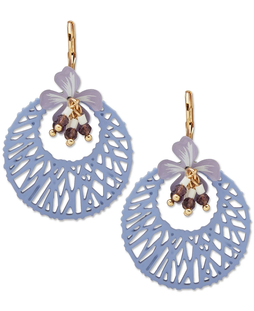 lonna & lilly Gold-Tone Beaded 3D Openwork Flower Drop Earrings