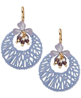 lonna & lilly Gold-Tone Beaded 3D Openwork Flower Drop Earrings