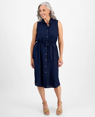 Style & Co Petite Linen Sleeveless Shirt Dress, Created for Macy's