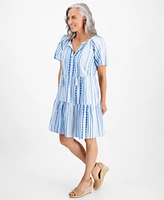 Style & Co Petite Mountain Stripe Tiered Dress