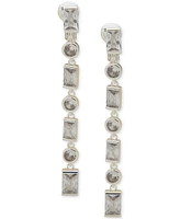 Anne Klein Silver-Tone Round & Baguette Cubic Zirconia Clip-On Linear Drop Earrings