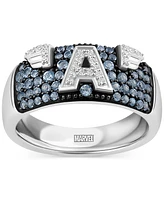 Marvel Wonder Fine Jewelry Men's Swiss Blue Topaz (3/4 ct. t.w.) & Diamond (1/10 Captain America Ring Sterling Silver