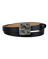 Calvin Klein Women's Skinny Hammered Plaque Buckle Belt