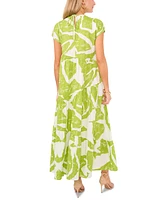 Msk Women's Printed Cap-Sleeve Maxi Dress