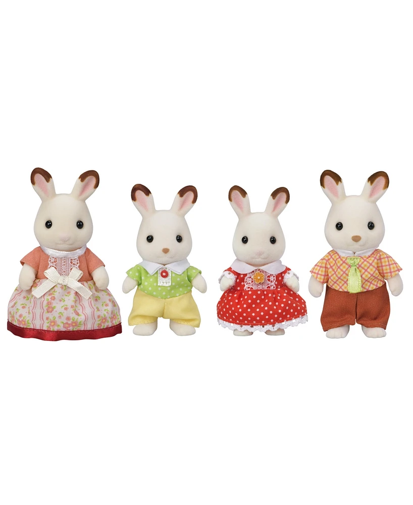 Calico Critters Chocolate Rabbit Family, Set of 4 Collectable Doll Figures