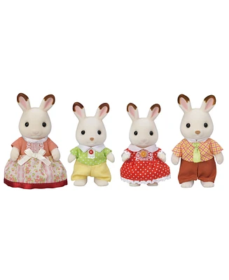 Calico Critters Chocolate Rabbit Family, Set of 4 Collectable Doll Figures