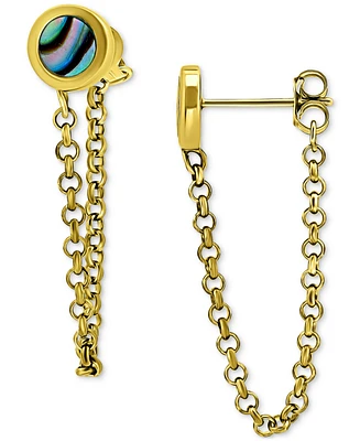 Giani Bernini Abalone Chain Front and Back Drop Earrings 18k Gold-Plated Sterling Silver (Also Pink Shell), Created for Macy's