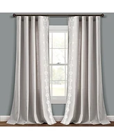 Lush Decor Luxury Modern Geo Linen Like Embroidery Border Window Curtain Panel