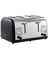 MegaChef 4 Slice Stainless Steel Wide Slot Retro Toaster