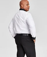 Tayion Collection Men's Slim-Fit Black Trim Solid Dress Shirt