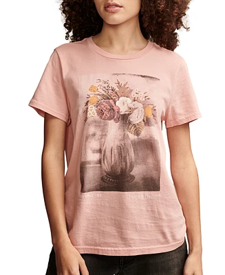 Lucky Brand Women's Floral Vase Classic Cotton Crewneck T-Shirt