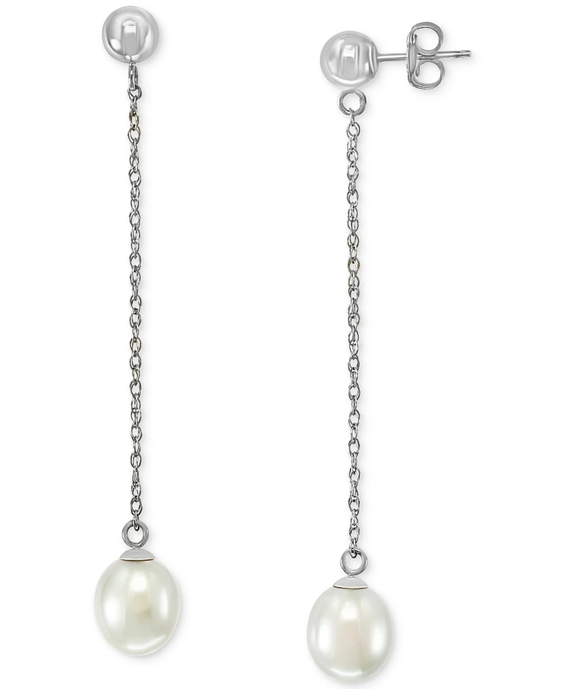 Effy Freshwater Pearl (7mm) Chain Drop Earrings in 14k White Gold