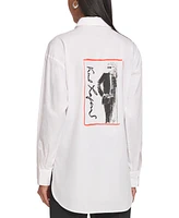 Karl Lagerfeld Paris Women's Sketch-Graphic Poplin Shirt