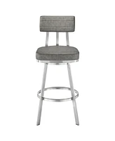 Armen Living Benjamin 30" Swivel Bar Stool Brushed Stainless Steel with Faux Leather