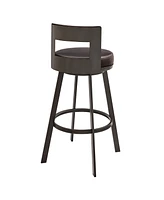 Armen Living Flynn 26" Swivel Counter Stool in Metal with Faux Leather